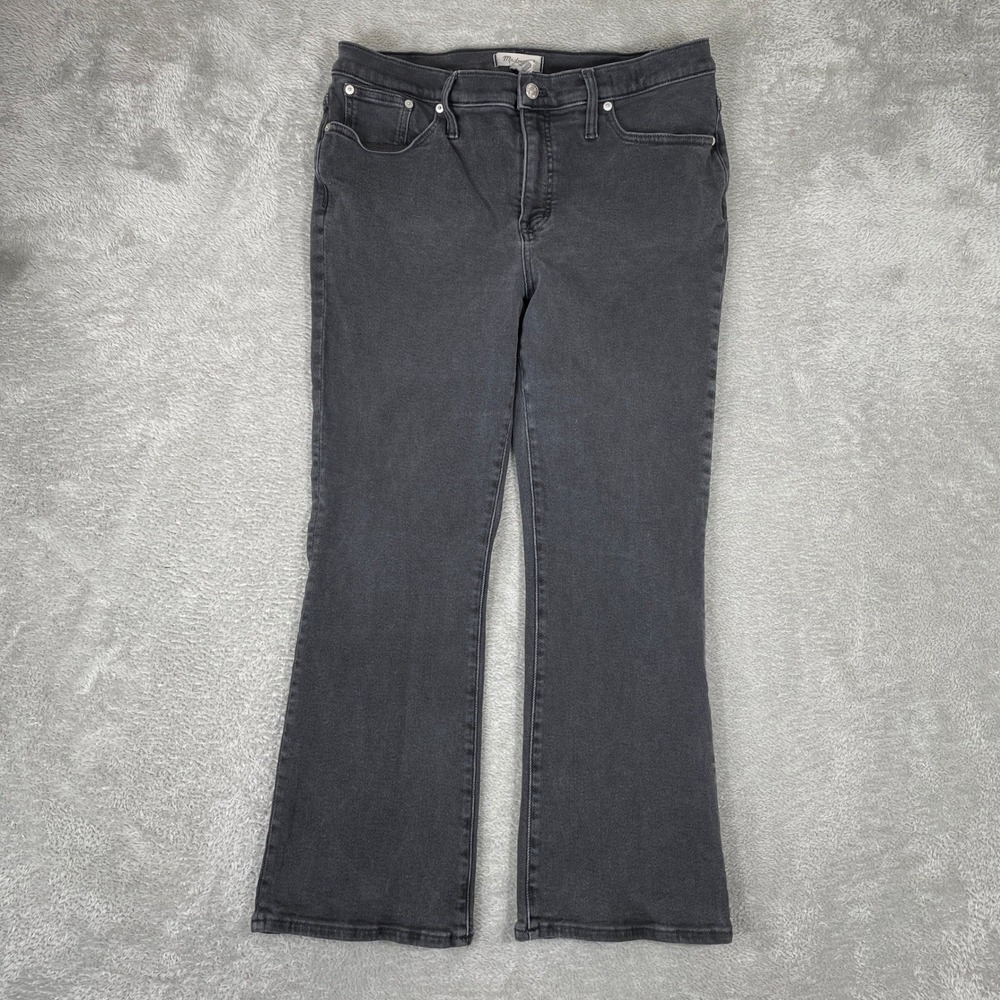 Madewell Mid Rise Kick Out Jeans Womens 31 Black‎ Flare Denim Boho Western